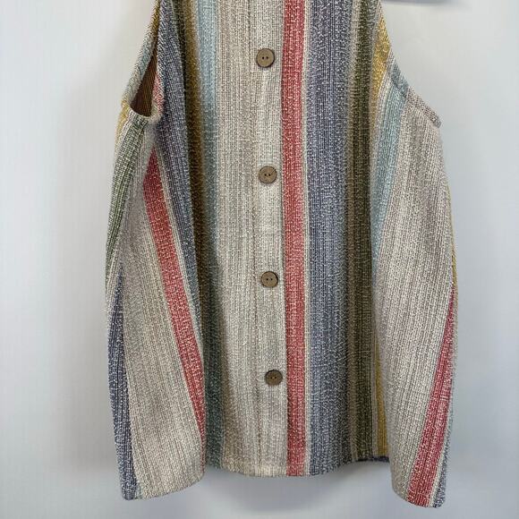 W5 Multicolored Vertical Stripe Button Back Womens Halter Tank Top Size Large - Picture 6 of 11